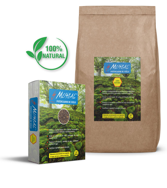 MUSGAL® potenciador de suelo, retenedor de agua y vitalizador de plantas.